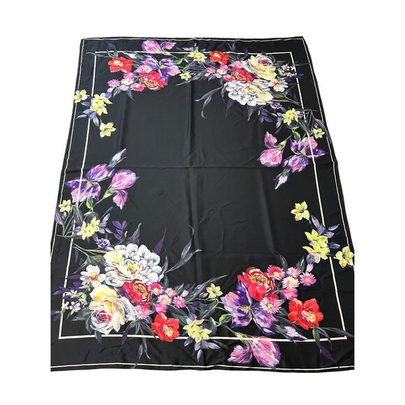 Express Large Black Floral Scarf Wrap 43 x 57 NWOT - Picture 1 of 4